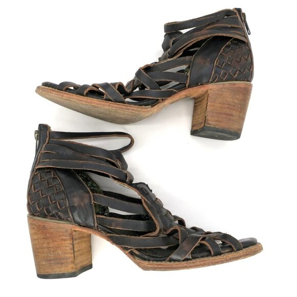 Freebird by Steven Penny Gladiator Sandals Women's 10 Strappy Leather Block Heel - Picture 3 of 6